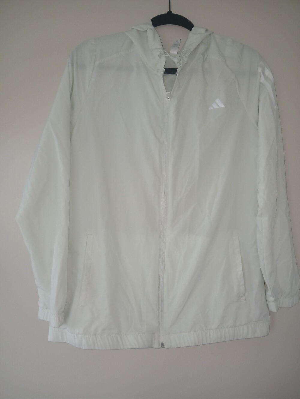 Adidas Women's Light Green Hooded Windbreaker Jacket